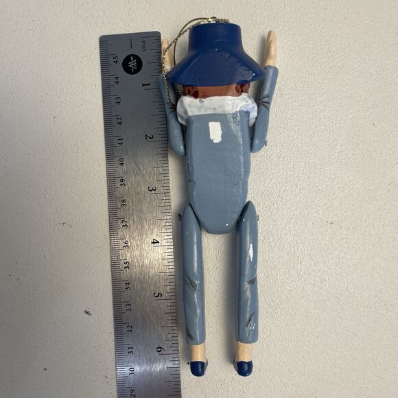 Articulated Christmas ornament lady Blue Top Hat 6in - Picture 2 of 4